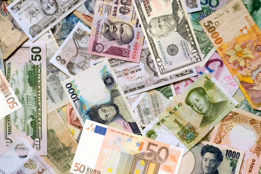 What are some different currencies throughout the world?